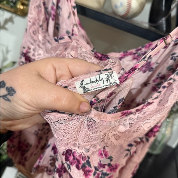 Free People Ruffled Tie Front Bodysuit in Purple and Pink size medium - Picture 8 of 9